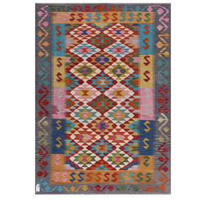 Alfombra Kilim de Maimana, Afganistán, 204 x 149 cm, Alfombras y Conjuntos Tradicionales Afganos - Product Image 1