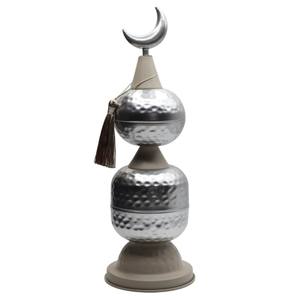 Handcrafted Hammered Silver Aluminium Ramadan Decoration Modern Islamic Crescent Moon Tabletop <b>Ornament</b> For Eid Mubarak - Product Image 6