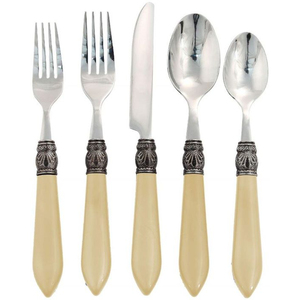 Juego de cubiertos vintage de estilo moderno personalizable, acabado mate, cuchillo de acero inoxidable, cuchara, tenedor, latón, Color plateado para fiesta de Resort - Product Image 4