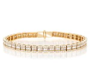 Tennis <b>Bracelet</b> 14k Gold Bezel Setting Emerald Cut, Moissanite Diamond Tennis <b>Bracelet</b> Anniversary Gift <b>Fine</b> Jewelry - Product Image 1
