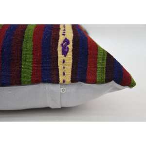 Multicolor Vintage Pattern Kantha Patchwork Wool Eco-Friendly Non-Slip Removable Washable <b>Bolster</b> <b>Pillow</b> 16x24 Inch Decorative - Product Image 4