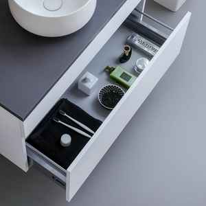 Meuble sous-évier de salle de bain blanc de 90 cm avec plateau anthracite Shanghai, ensemble de salle de bain - Product Image 3