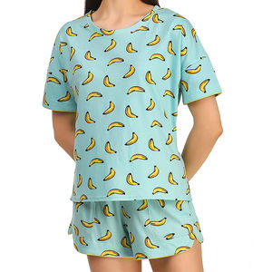 Ensemble de pyjama thermique pour femmes, motif uni, 100% coton, ensemble de deux pièces pour adultes - Product Image 1
