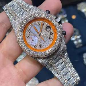VVS Moissanite Iced Stainless Steel <b>Watch</b> Men's Bust Luxury <b>Crystal</b> Wristwatch Mechanical Movement 10m Water Resistant Hip Hop - Product Image 1