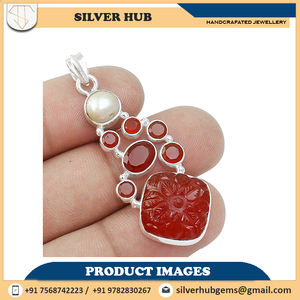 Colgante Hecho a Mano con Piedra Carneliana Tallada en Engaste de Plata de Ley 925, el Más Vendido, al Mejor Precio - Product Image 4