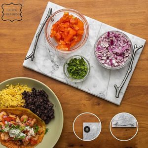 Plateau de service en marbre avec poignées Décor de mariage Plateaux en marbre naturel Looks de luxe Plateau de service en céramique de marbre de haute qualité - Product Image 6