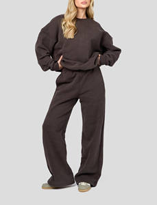 Conjunto Deportivo Holgado de Moda al por Mayor para Mujer, Sudadera y Pantalones de Felpa Gruesa, Chándal de 2 Piezas - Product Image 4