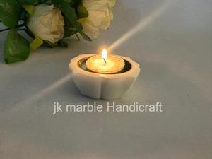 หินอ่อนธรรมชาติอินเดียทำด้วยมือคุณภาพสูงทำด้วยมือพร้อมทองเหลืองตกแต่งบ้านสำนักงานเชิงเทียนสีขาว - Product Image 4