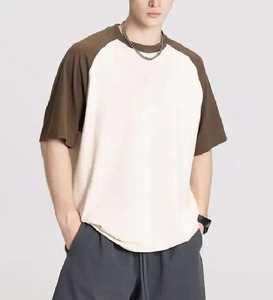 Hombres 100% algodón 220 gramos de gran tamaño Crop Boxy Fit camiseta sólida gota hombro Streetwear logotipo personalizado venta al por mayor camiseta lisa - Product Image 1