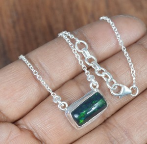 925 argent Sterling mode opale pierre naturelle cadeau pour noël chaîne collier bijoux faits à la main octobre pierre de naissance - Product Image 5