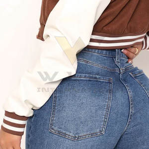 Vestes Lettermen pour femmes de haute qualité dernière conception avec col montant traitement tricoté caractéristique respirante vente en ligne - Product Image 6