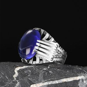 Azuris 925 Sterling Silver Men's <b>Ring</b> Ottoman Style with Natural Stone <b>Turkey</b> VALKH1964 - Product Image 3