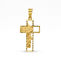 Elegante Colgante de Cruz Cristiana de Oro Sólido de 14K con Rostro de Jesús Tallado en Detalle, Joyería Religiosa Sin Níquel para Uso Diario