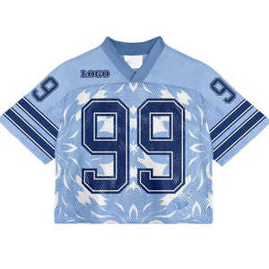 Camiseta cuadrada recortada Unisex personalizada, camiseta de fútbol, nuevo diseño de verano con estilo Vintage de talla grande, sublimación impresa para hombres - Product Image 1