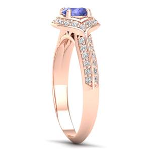 REYES Solitaire Bague en argent sterling 925 avec pierre précieuse de tanzanite 0.5CT ronde pour femme Certifiée GRA Bijoux de fiançailles fins - Product Image 3