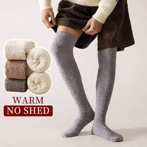 High Quality Men's winter <b>Socks</b> Casual Comfortable Warm Full Terry Solid White Color with Logo for Adults - Product Image 3