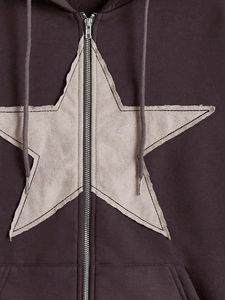 Sweat à capuche en peluche à motif d'étoiles de haute qualité avec fermeture à cordon OEM Sweats à capuche personnalisés pour les femmes - Product Image 3