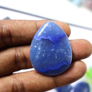 Paire de cabochons en quartz bleu naturel de super qualité, disponible en forme et taille mélangées, pour la fabrication de bijoux - Product Image 2