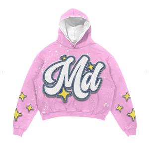 Ensemble pantalon de survêtement et sweat à capuche évasé surdimensionné pour homme unisexe survêtement d'hiver brodé avec patch imprimé - Product Image 3