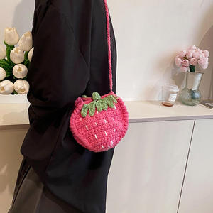 Crochet Cotton Strawberry Shape Hand-knitted Fashion Single Handle Coin <b>Purse</b> for Children Cute Christmas & Birthday Gift - Product Image 2
