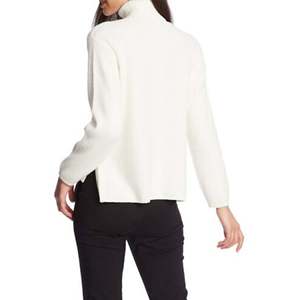 Maglione da Donna a Collo Alto in Maglia Waffle con Dettagli a Bottoni e Fiocco Ricamato, Traspirante in Seta per Autunno Inverno, Taglia Media - Product Image 2