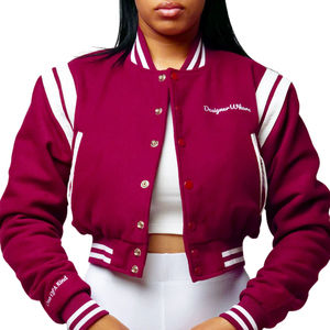 Best Selling Custom <b>Women's</b> Cropped <b>Varsity</b> <b>Jacket</b> Button Down Colorblock Baseball <b>Bomber</b> <b>Jacket</b> Custom <b>Women's</b> Varisty <b>Jackets</b> - Product Image 1