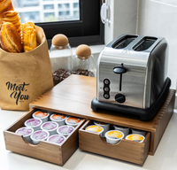 Organisateur de dosettes K-Cup en bois, boîte de rangement pour dosettes de café, support pour dosettes de café et de thé, tiroir pour dosettes K-Cup, support pour machine à café