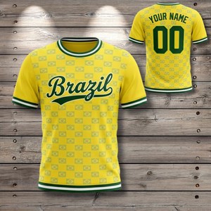 Maglia da Calcio Unisex Brasile 2028 con Motivo Bandiera, T-Shirt Promozionale per Tifosi in Diversi Colori - Product Image 2