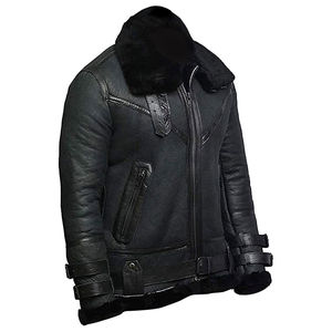 Veste d'hiver pour homme en cuir de mouton sherpa à capuche avec logo personnalisé sur le devant en toile de coton, coupe-vent et respirante - Product Image 6