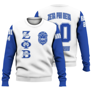 Sweat-shirt à col rond pour femmes Zeta Phi Beta Greek Crewneck, sororité 1920, bleu, broderie - Product Image 3