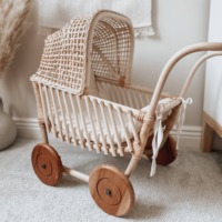 Poussette de Poussette Vintage en Rotin Poussette pour Bébé Poussette en Osier Fait Main Landau pour Enfants Jouets en Osier Poupée Accessoires