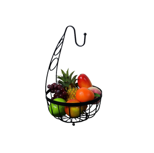 Panier à fruits de bureau en fer au design unique Paniers de rangement en fil métallique Snack Organisateur de table noir Conteneurs à légumes - Product Image 1