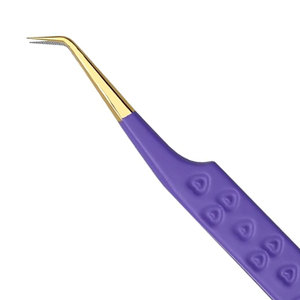 Pinces à épiler pour extensions de cils de précision violettes avec un design unique en forme de cœur, pointes droites pour l'isolation des fibres, ensemble pour l'utilisation des cheveux - Product Image 6