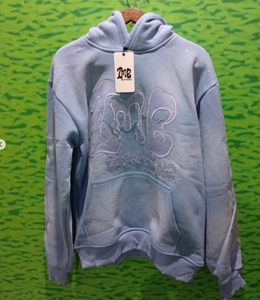 เสื้อมีฮู้ดแบบสวมหัวแขนยาวผ้าคอตตอน100% ผ้าคอตตอนผ้าปะติดพลอยเทียมปักลายปักลายพระอาทิตย์ตกใส่สบายโอเวอร์ไซส์ผ้าคอตตอน - Product Image 2