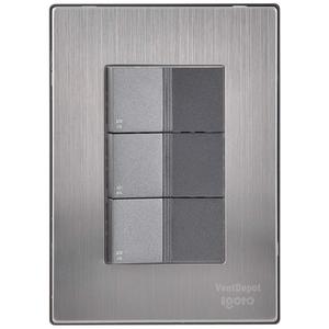 Placche interruttori assemblate, MXIUD-001, 1 pezzo, interruttore per scale x3, 125-250VAC, 10A, 50/60Hz, Argento/Oxford, Acciaio inossidabile - Product Image 1