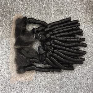 Paquete de cabello Remy vietnamita sin procesar cutícula rizada hinchable intacta trama de doble dibujado extensiones de cabello humano crudo solo tinte más ligero - Product Image 6