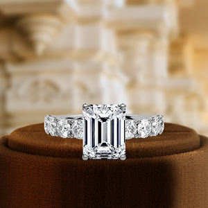 Anillo de compromiso de corte esmeralda con certificado IGI de 1,5 quilates, anillo de bodas de perlas pavimentadas de oro de 14 quilates, regalos cristianos clásicos para fiestas - Product Image 3