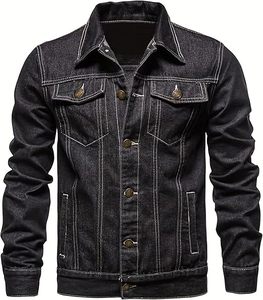 Veste en jean fine bleue pour homme, personnalisable OEM, à boutons, coupe ajustée, respirante, coupe-vent, écologique, vente chaude - Product Image 3