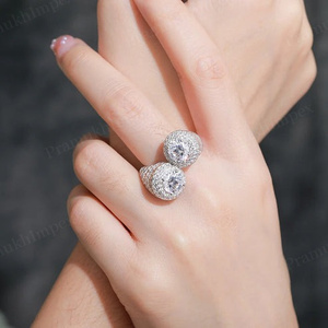 Double Halo Diamond <b>Ring</b> S925 Sterling Silver Two Tone <b>Iced</b> Out Luxury Hip Hop <b>Ring</b> for Unisex Elegant Moissanite <b>Ring</b> Jewellery - Product Image 5