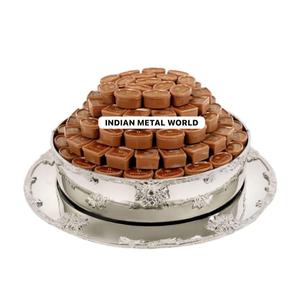 Dernier bol de service à chocolat rond de qualité supérieure Bol en acier métallique Présentoir à desserts au chocolat pour fournitures de restaurant d'hôtel - Product Image 3