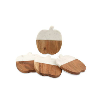 Handmade Round White Marble <b>Drink</b> <b>Coasters</b> with Holder Set of 6 Stone - Product Image 6