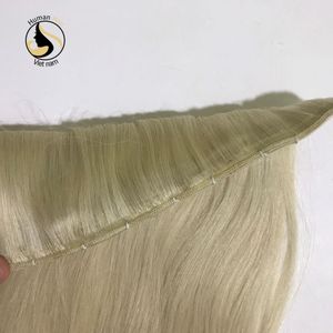 Cuticule sans couture alignée 60g 100% extension de cheveux humains naturel russe platine blond cendré Double dessiné pince vierge Remy vague - Product Image 5