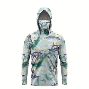 Best Breathable 100% Polyester <b>Face</b>-Mask Hooded Sun Block Long Sleeve Light Weight UPF50 Sportswear Fishing Hoodies OEM Service - Product Image 1