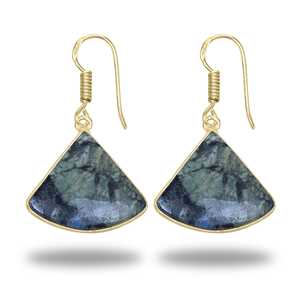 Pendientes de Larvikita Natural de Alta Calidad, Joyería Chapada en Oro para Bodas, Pendientes Colgantes de Piedras Preciosas para Mujer - Product Image 3