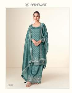 Traje Palazoo de seda Premium para mujer, traje indio tradicional con Dupatta a juego, perfecto para bodas y ropa festiva - Product Image 3