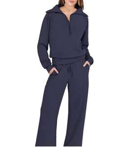 Gimnasio Fitness Street Jogging Mujer Chándal Slim Fit Prendas de abrigo Fleece Algodón Dos piezas Traje de jogging de moda - Product Image 2