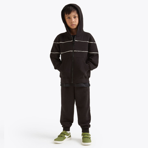 Ensemble veste et pantalon en molleton 100% coton à manches longues avec fermeture éclair, vêtements de sport imprimés doux, col à capuche d'hiver, personnalisable - Product Image 3