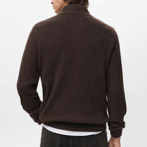 Pulls pour hommes en gros OEM/ODM, couleur unie, col montant, fermeture éclair quart, coupe ample, vêtements décontractés, respirants - Product Image 2