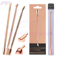 Bahasa Pro Poussoir à cuticules pour ongles à double tranchant personnalisé en acier inoxydable pour nettoyant pour ongles Gel dissolvant pour vernis à ongles par Bahasa Pro