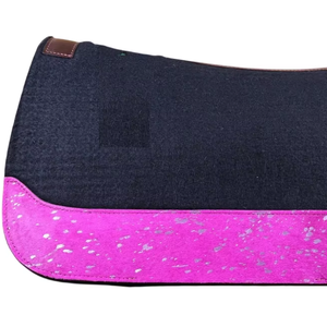 Tapis de selle profilé Western en feutre de laine 100% Siège en cuir 1 pouce d'épaisseur Confort optimal Coussin d'équitation équestre personnalisable - Product Image 1